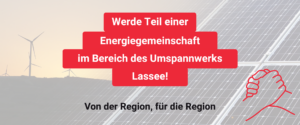 Bild mit Aufruf zur Teilnahme an regionaler Energiegemeinschaft in Lassee, Österreich